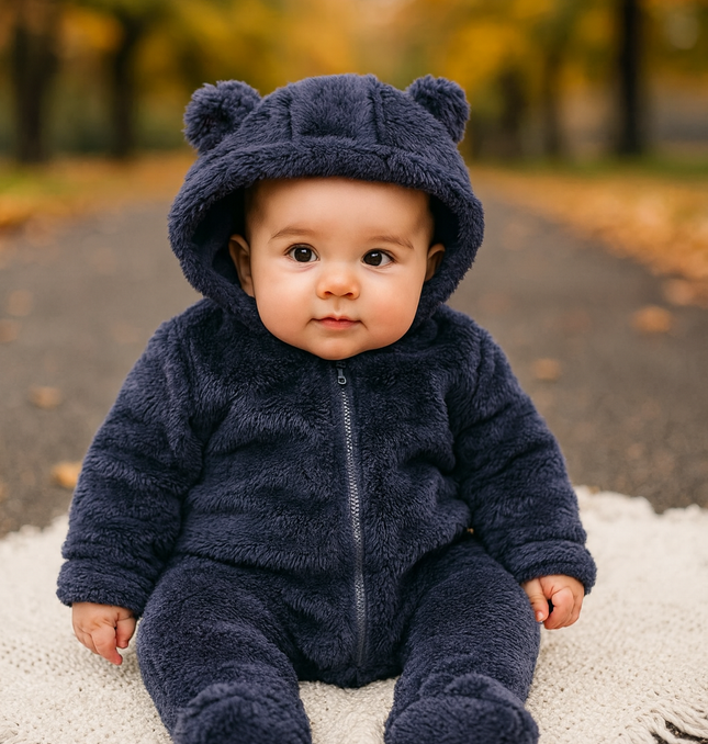 Varm flanellsparkdräkt för baby