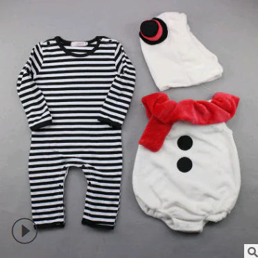 Babyset snögubbe juloutfit