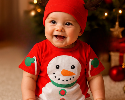 Babykläder för julen snögubbe