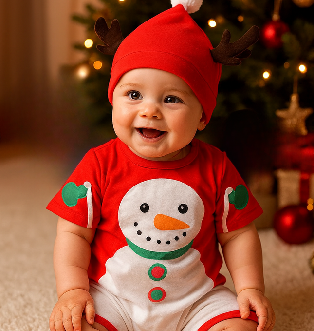 Babykläder för julen snögubbe