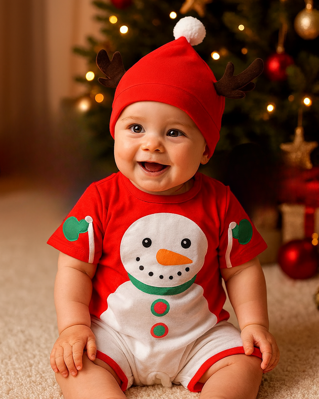 Babykläder för julen snögubbe